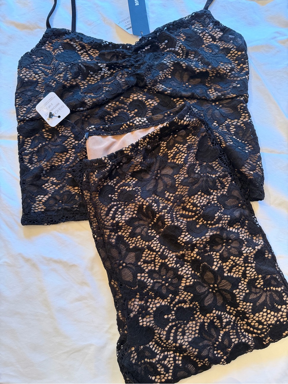 Fashion Nova Black Lace Capri Set